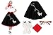 Hip Hop 50's Shop 1950s Adult 4 Piece Poodle Skirt Costume Outfit for Women with Accessories (glasses, socks, scarf) (3XLarge/4XLarge, Black w/Red)