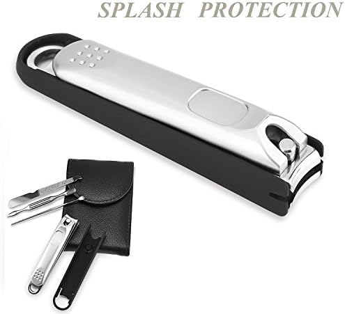 Nail Clippers Set with Nail File Ear Curette and Cuticle Pusher Professional Grooming nail clippers Kits for Finger and Toe Anti Splash Function