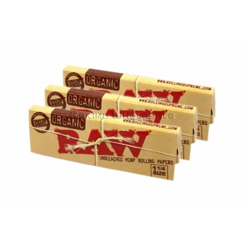 RAW Organic Unbleached Hemp 1Â¼ Rolling Papers 10 Pack with 78mm Zig Zag Roller
