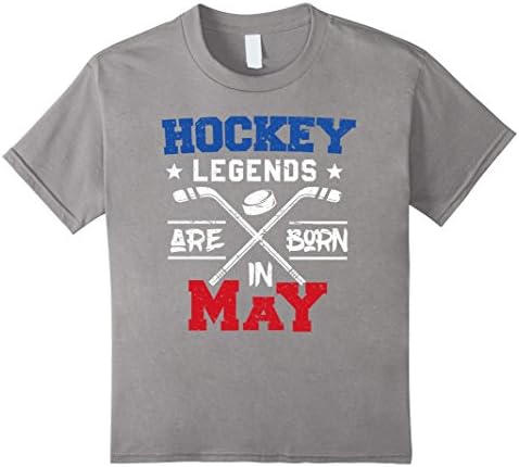 Kids Hockey Legends Are Born In May Birthday Gift T-shirt 12 Slate