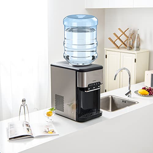COSTWAY Water Dispenser with Ice Maker, Hold 35 Gallon Bottle, 3in1