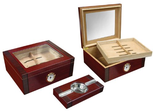 Prestige Import Group 50 Ct. 2-Tone Cherry & Rosewood Humidor Set w/ Ashtray