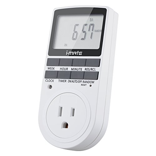 i-Mate 7-day Programmable Plug-in Digital Timer Switch Large LCD Display with Programmable Daily/Weekly Schedule Compatible with 120V, 3-Prong Wall Outlets for Lights and Appliances