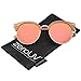 zeroUV - Womens Oversize Half Frame Color Mirror Flat Lens Round Sunglasses 55mm