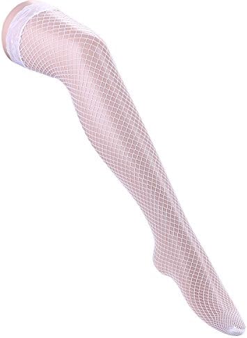 Elitimmy Women's 2 Pairs Mesh Stay Up Lace Fishnet Stocking(White)