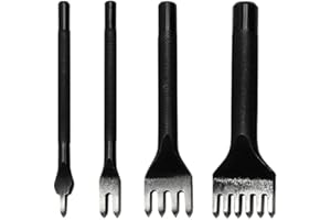 Citian Mirror Polished Alloy Stainless Steel 4pieces 1/2/4/6 Fork lace Diamond Stitching Hole Punch Tool, Sharp Iron Leather Craft Tool Set DIY (6mm)