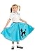 1950s Turquoise Poodle Skirt for Girls with Musical Note Printed Scarf | Blue Sock Hop Skirt | One Size | 1950s Costumes for Girls