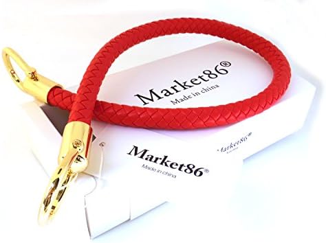 market86 13mm Width DIY Handbag Accessories Braided Pu Leather Purse Handles Handbag Replacement Straps Detachable Bunckles Length 23.6 Inches (Red)