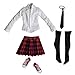 MonkeyJack 1/6 12'' Action Figure Clothes Red Mini Skirt Schoolgirl Uniform & Red Canvas Shoes