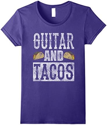 Womens Guitar and Tacos Funny Taco Bass Guitar Distressed T-Shirt Medium Purple