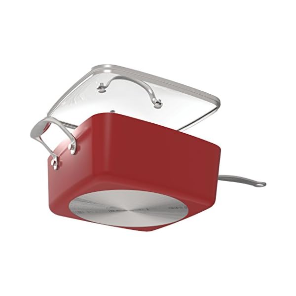 BulbHead Red Copper Square Pan 5 Piece Set by BulbHead, 10Inch Pan