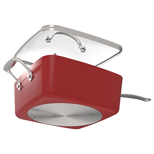 BulbHead Red Copper Square Pan 5 Piece Set by BulbHead, 10Inch Pan