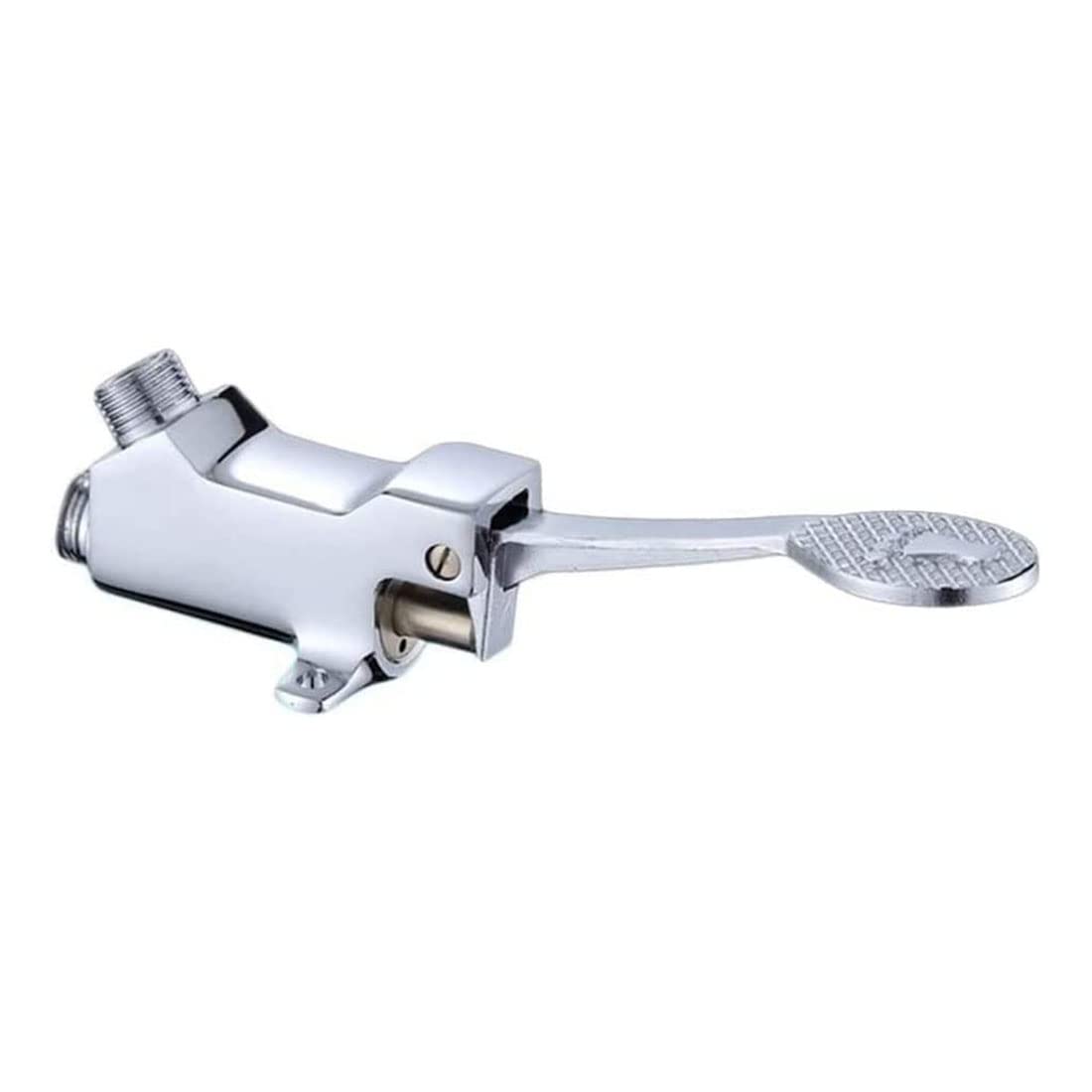 Photo 1 of Foot Operated Water Faucet Floor Mount Single Pedal Valve Single Foot Pedal Valve Copper Bathroom Faucet for Basin Water Tap, Silver 1/2G
