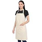 Natural Craft Kitchen Apron Cotton Waterdrop Resistant with adjustable Aprons for Women with Pockets 8 Color option Cooking