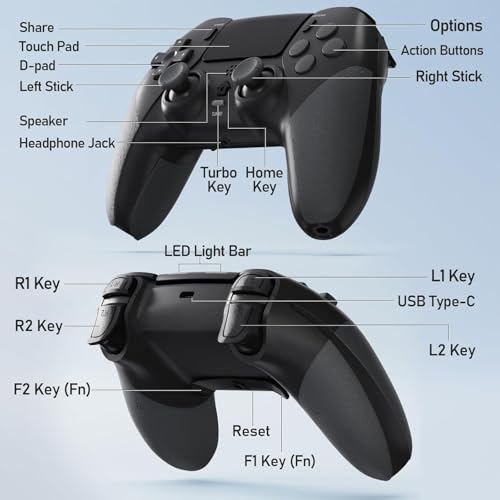 Wireless Pro Controller Compatible with PS4 /PS4 Pro/PS4 Slim Console, Gaming Remote with Built-in 800mAh Rechargeable Battery/Precise Joystick/Audio/Turbo/Advanced Buttons Programming