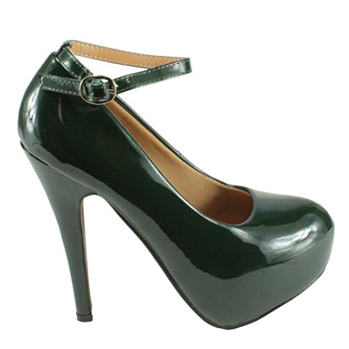 Delicacy-Womens-Sunset-87-Patent-Leatherette-Ankle-Strap-Hidden-Platform-High-Heel-Pumps
