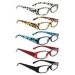 5 Pack Spring Hinge Reading Glasses Rectangular