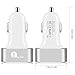 1byone 5.1A / 25.5W 3-Port USB Car Charger, Safety Protection for Apple and Android Devices, Silver & White