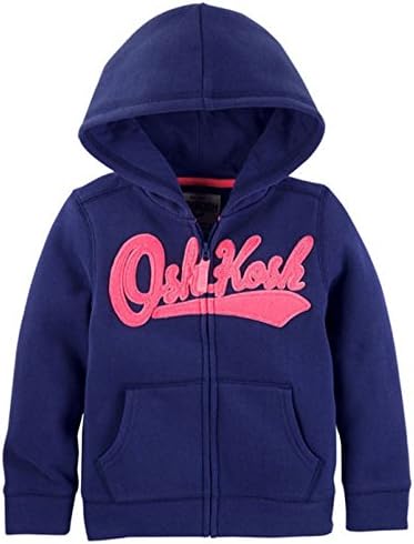 OshKosh B'gosh Osh Kosh Girls' Full Zip Logo Hoodie (3T, Navy/Pink)
