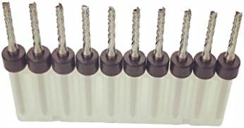 XUEJET End Mill Engraving Bits 2.4mm Milling Cutter, 10pcs PCB Titanium Coat Carbide Router for CNC, Carbon Fiber, Plastic, CEM-3, PCB