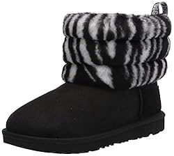 UGG T Fluff Mini Quilted Zebra Boot, Black
