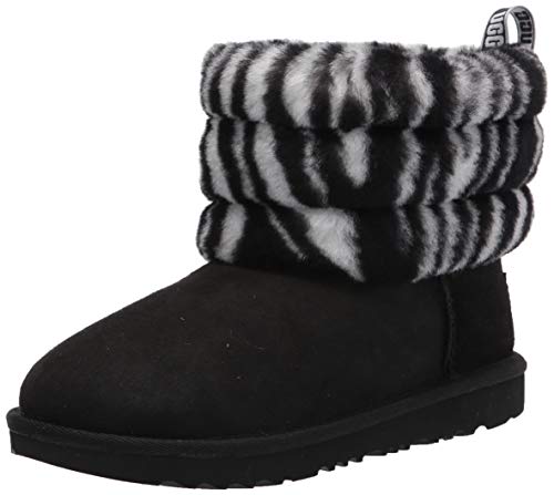 UGG T Fluff Mini Quilted Zebra Boot, Black