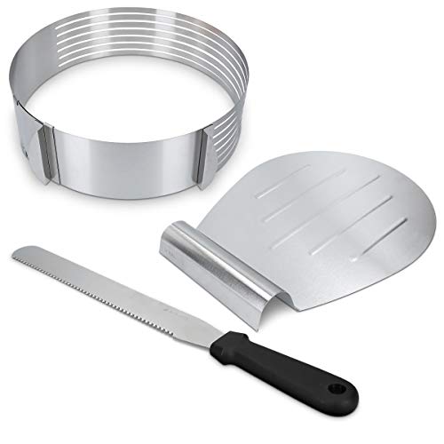 Navaris Cake Leveler Slicer Kit 9.1 to 11.4 inch Adjustable Ring for