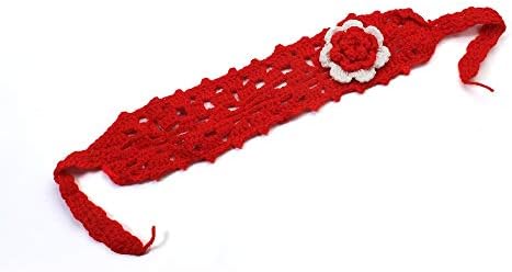 NeedyBee Red Crochet Headband for Baby Girls Newborn Perfect for Christmas and Valentine and Party