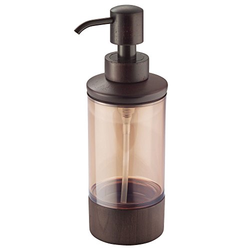 mDesign Liquid Hand Soap Dispenser Pump Bottle for Kitchen, Bathroom | Also Can be Used for Hand Lotion & Essential Oils - Amber/Espresso Bamboo - Thumbnail 4
