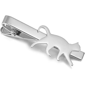 Sausage Dog Necktie Buckle Vintage Cute Cat Tie Clip Creative Punk Dachshund Tie Pin Suit Accessories(Silver Cat)