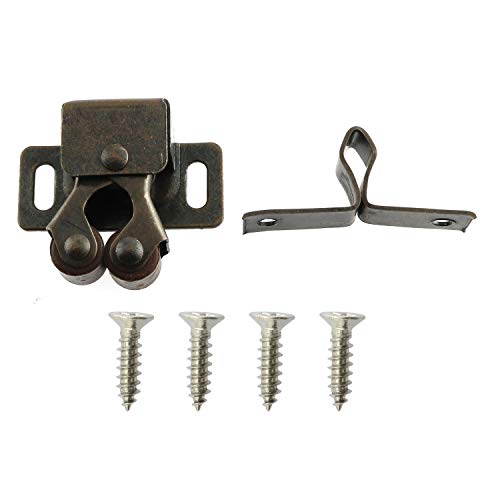 Magic&shell 10PCS Double Roller Catch Ball Latch with M3.5x16 Screw for Cupboard Cabinet Door Furniture Hardware Copper Tone