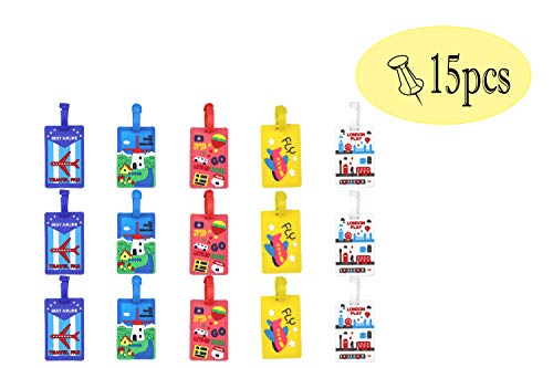 FGen 15pcs Cartoon Silicone Luggage Tag Tag Shipping Card Creative Boarding Pass Tag Luggage Tag Color