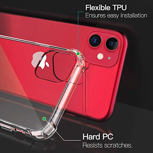 Egotude Shock Proof Hard Back Crystal Clear Hybrid Soft Bumper Anti Scratch Cover Case for iPhone 11 (Transparent)