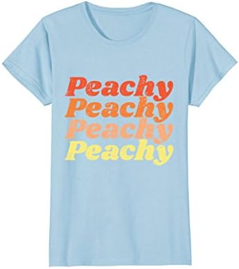 Womens Vintage Retro 70s Peachy T Shirt Small Baby Blue