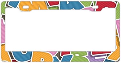 EXMENI Alphabet Pattern License Plate Frame Theft-proof Frames Stainless Steel Board Frames