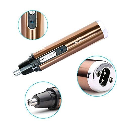 Nose Hair Trimmer,Wishesport Ear Nose Hair Trimmer Stainless Steel Blades Beard Clipper Wet/Dry For Men And Women,Golden