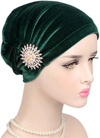 TTjII Twist Pleated Hair Wrap Stretch Turban,Abbey Cap Women's Knit Chemo Hat Snood Beanie Scarf, Turban Headwear for Cancer Patients,Soft Sleep Hats Velvet S3 (2)