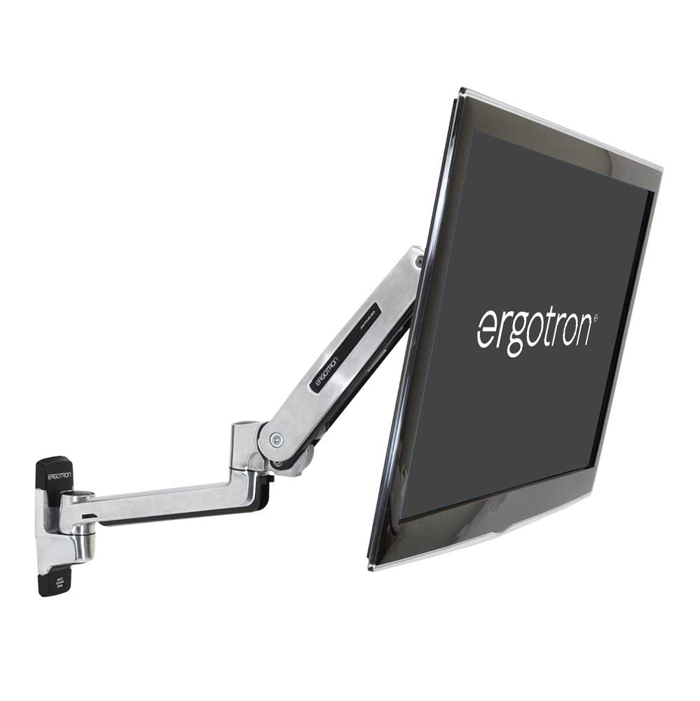 Ergotron – LX Sit-Stand Single Monitor Arm, VESA Wall Mount – for Monitors Up to 42 Inches, 3.2-11.3kg – Polished Aluminum (45-353-026)
