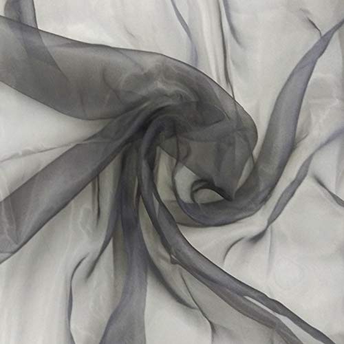 Parfair Dessin Organza by Yard - 44" Wide for Bridal Solid Sheer Organza Fabric Bolt for Wedding Dress,Fashion, Crafts, Wedding Banquet & Party Decorations Silky Shiny (Grey - 44" x 10 Yards)