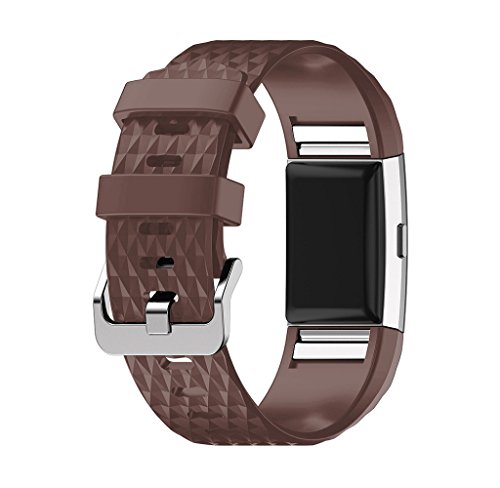 Rukiwa New Fashion Sports Silicone Bracelet Strap Band For Fitbit Charge 2 Brown