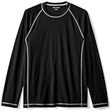 Amazon Essentials Men's Long-Sleeve Quick-Dry UPF 50 Swim Tee, Black, Medium