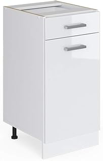 Vicco Küchenschrank R-Line Hängeschrank Unterschrank Küchenzeile Küchenunterschrank Arbeitsplatte, Möbel verfügbar in 6 Dekoren (Weiss ohne Arbeitsplatte, Schubunterschrank 40 cm)