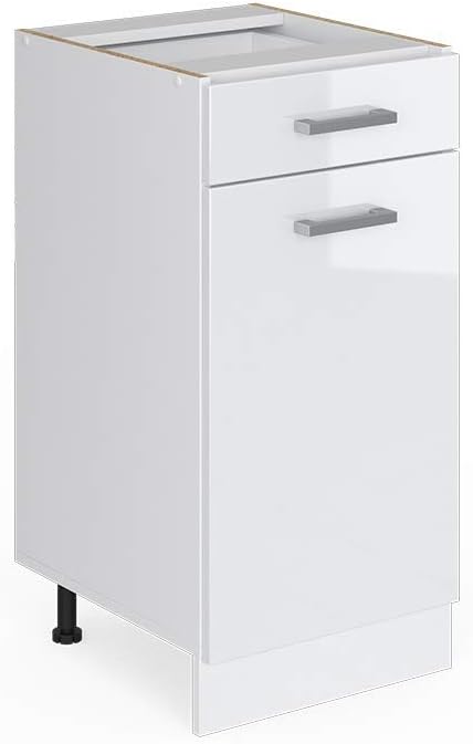 Vicco Küchenschrank R-Line Hängeschrank Unterschrank Küchenzeile Küchenunterschrank Arbeitsplatte, Möbel verfügbar in 6 Dekoren (Weiss ohne Arbeitsplatte, Schubunterschrank 40 cm)