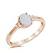 Blue Apple Co. 925 Sterling Silver Oval Cut Created White Opal Ring Rose Tone Rhodium Plated Round Clear CZ