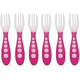Gerber Stainless Steel Tip Kiddy Cutlery Forks - 2 Pack, 6 total, Pink
