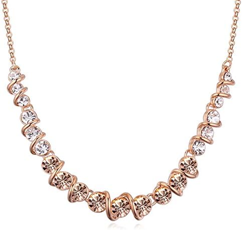 Jewistic Crystal Light Peach Round Rose Gold-Plated Necklace w/Swarovski Crystals Fashion Accessories for Women 5L50005