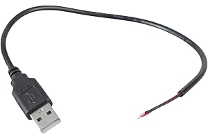 USB Male to 2Pin Pigtail Cable Power Cord 22AWG Bare Open End Extension Wire Supports 5V 3A Supply USB Pigtail Wire