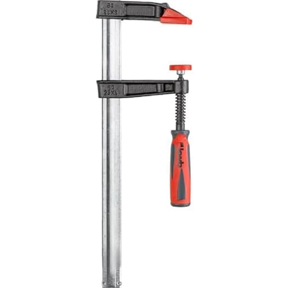 kwb Professional Screw Clamp with 2-Component Handle, 80x250, Clamping Width 250 mm, Clamping Depth 80 mm, Cast Steel Jaws, Screw Clamp with Hollow Profile Rail