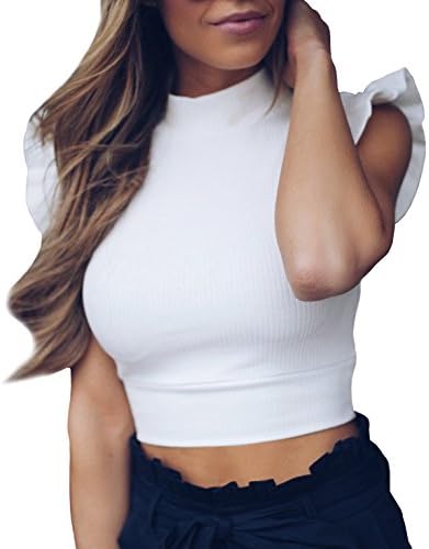 Uincloset Summer Sexy Sleeveless Casual Knitted Crop Top Blouses for Women