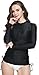 ilishop Women's UV Sun Protection Long Sleeve Rash Guard Wetsuit Swimsuit Top Black L-US8